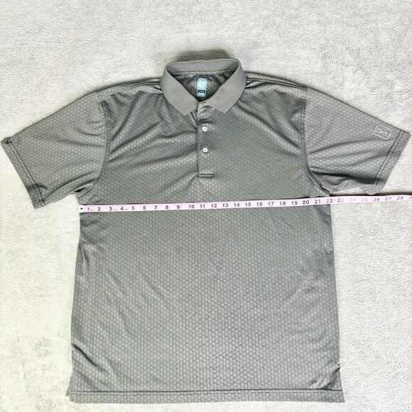 PGA Tour Polo Shirt Mens Large Gray Short Sleeve Golfing Quick Dry Casual - Picture 2 of 8